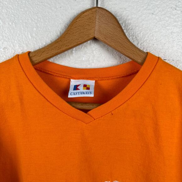 Vintage Tennessee Vols Shirt Large Orange Short Sleeve V Neck Embroidered NCAA - Picture 2 of 6